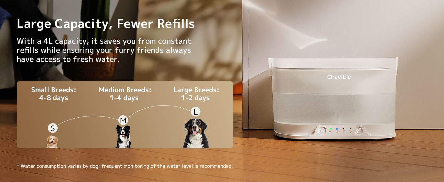 Large 4 litre capacity for fewer refills