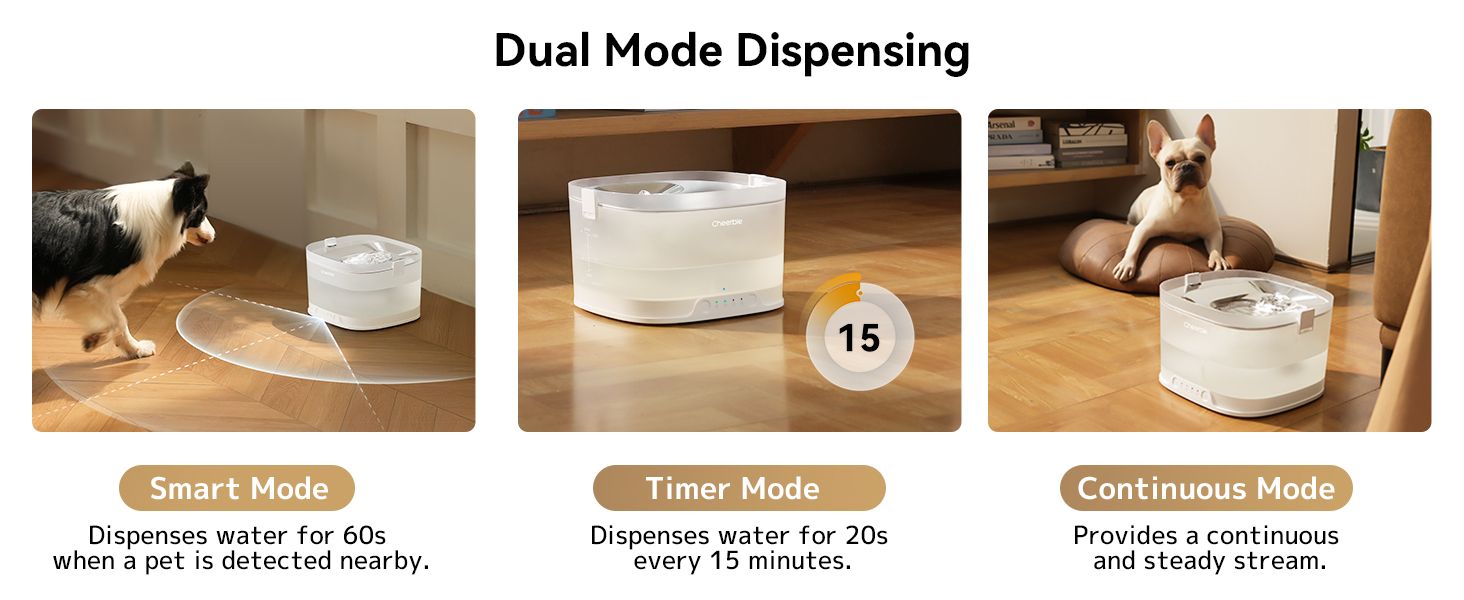 Smart, timer and continuous dispensing modes